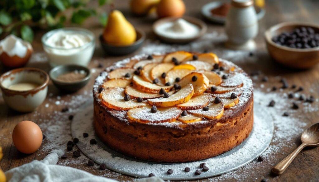 Torta soffice yogurt, cioccolato e pere: umida e profumata, perfetta per colazione