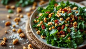 Insalata di cavolo riccio, uvetta e noci: il gusto della longevità
