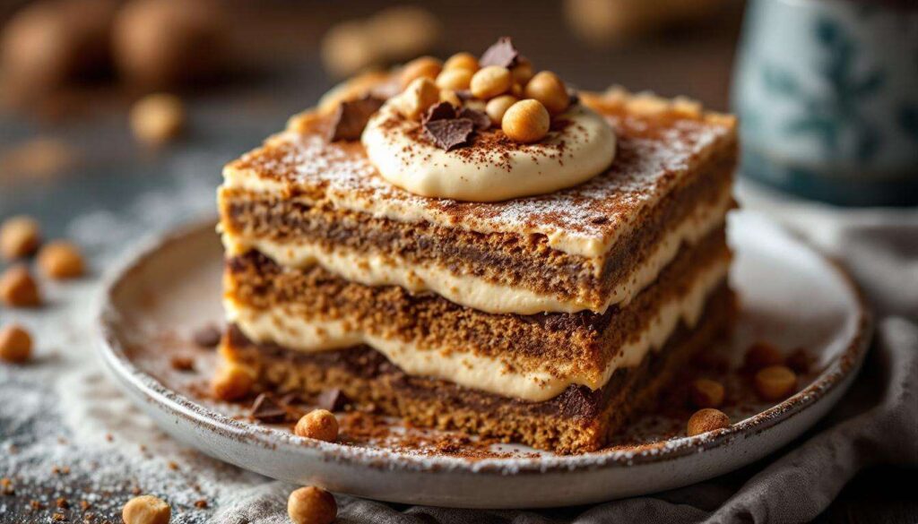 Mattoncino dolce senza cottura al caffè: biscotti, mascarpone e nocciole in 1 ora