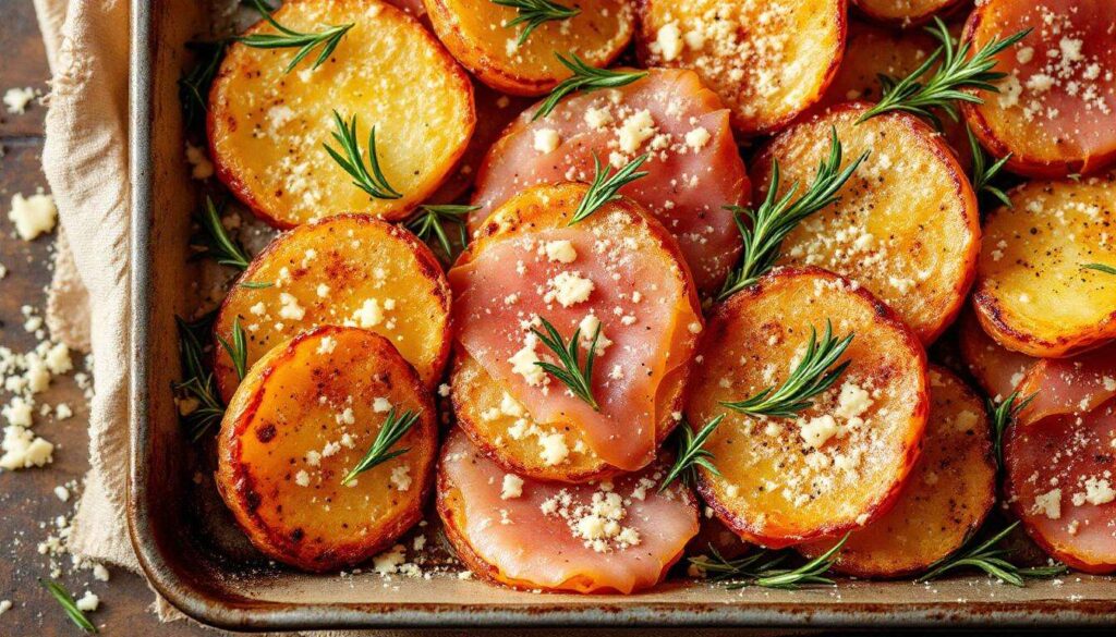 FETTE DI PATATE con PROSCIUTTO al FORNO dorate e veloci