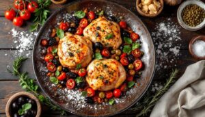 Pollo in padella alla mediterranea: olive, pomodori secchi e capperi, tutto in un'unica preparazione