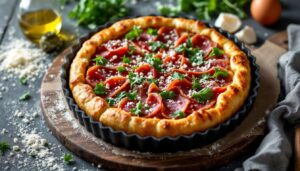 Crostata morbida salata nello stampo furbo: con bresaola, rucola e grana
