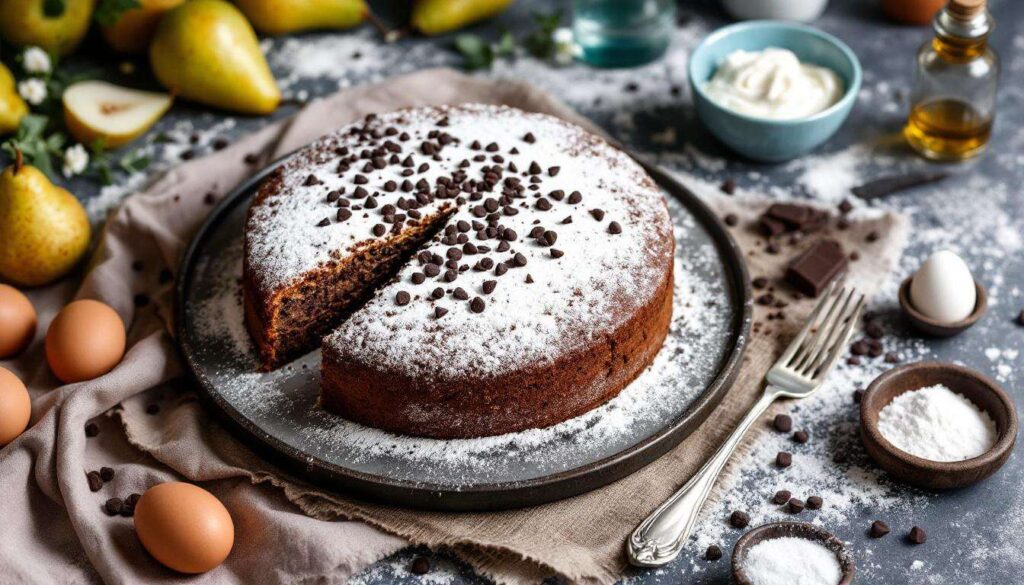 Torta soffice yogurt, cioccolato e pere: umida e profumata, ideale per colazione