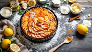 Crostata di crema e mele a rosone: frolla all'olio e crema al limone, sempre deliziosa