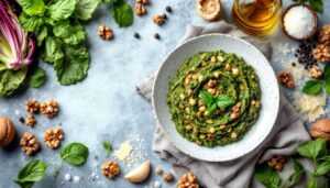 Pesto di radicchio trevigiano e noci, salsa invernale dal sapore deciso, ideale per pasta, polenta e crostini