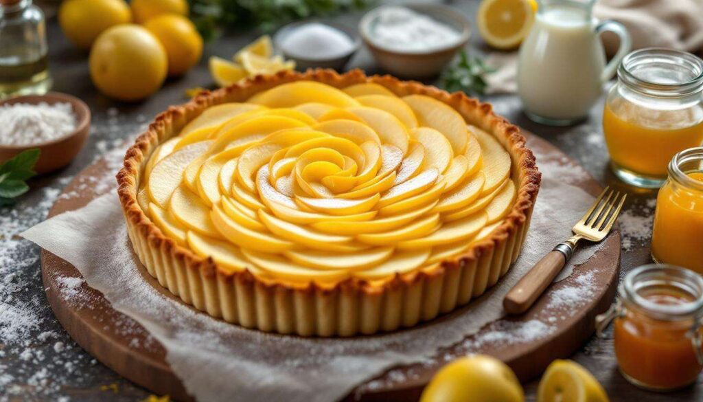 Crostata di crema e mele a rosone: frolla all'olio e crema al limone, sempre perfetta